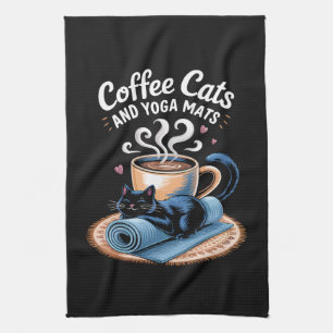 Linge De Cuisine Chats Café et Tapis de Yoga Yoga de Chat Drôle