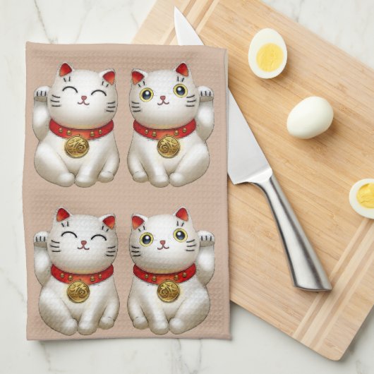 Linge De Cuisine Chats chanceux (Quart Plié)