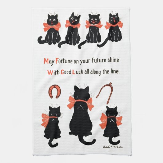 Linge De Cuisine Chats chanceux, Louis Wain (Vertical)