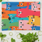 Linge De Cuisine Chats colorés motif (Plié)
