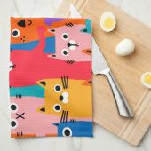 Linge De Cuisine Chats colorés motif (Quart Plié)