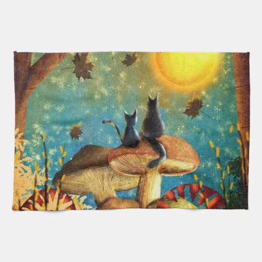 Linge De Cuisine Chats de champignons (Horizontal)