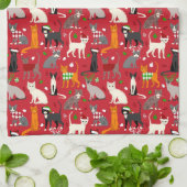 Linge De Cuisine Chats de Noël (Plié)