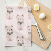 Linge De Cuisine Chats de Noël roses et bleus (Quart Plié)