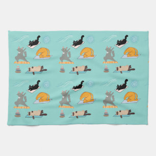 Linge De Cuisine Chats drôles au yoga