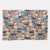 Linge De Cuisine Chats en Écharpes d'hiver et Motif Casquette (Horizontal)