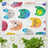 Linge De Cuisine Chats et amis d'aquarelle (Plié)