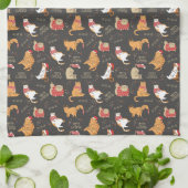 Linge De Cuisine Chats Festifs avec lumière Motif de Noël (Plié)
