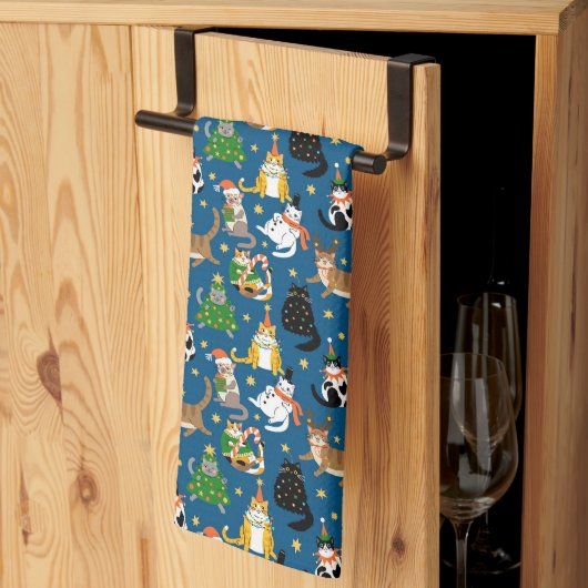Linge De Cuisine Chats Festifs en Costumes de Noël Motif (Pliage en tiers)