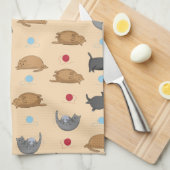 Linge De Cuisine Chats gras Motif sur beige (Quart Plié)