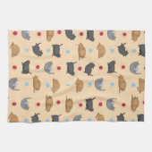 Linge De Cuisine Chats gras Motif sur beige (Horizontal)