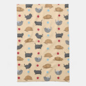 Linge De Cuisine Chats gras Motif sur beige (Vertical)