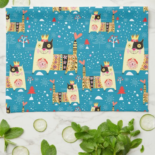 Linge De Cuisine Chats, Hippie, Chats Bohème et Esprit Libre (Plié)