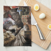 Linge De Cuisine Chats jouant au poker (Quart Plié)