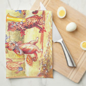 Linge De Cuisine Chats Mariages de village de Louis Wain (Quart Plié)