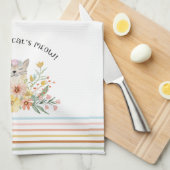 Linge De Cuisine Chats Meow Grandma Cute Kitty Floral Pastel (Quart Plié)