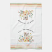 Linge De Cuisine Chats Meow Grandma Cute Kitty Floral Pastel (Vertical)