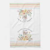 Linge De Cuisine Chats Meow Grandma Cute Kitty Floral Pastel (Vertical)