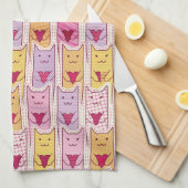 Linge De Cuisine Chats mignons avec les coeurs affectueux (Quart Plié)