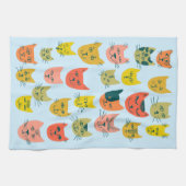 Linge De Cuisine Chats mignons colorés Chatons Bleu (Horizontal)