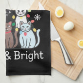 Linge De Cuisine Chats Noël Arbre Meowy Bright Cute Xmas (Quart Plié)