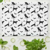 Linge De Cuisine Chats Noirs Et Chats Motifs Fun Halloween (Plié)