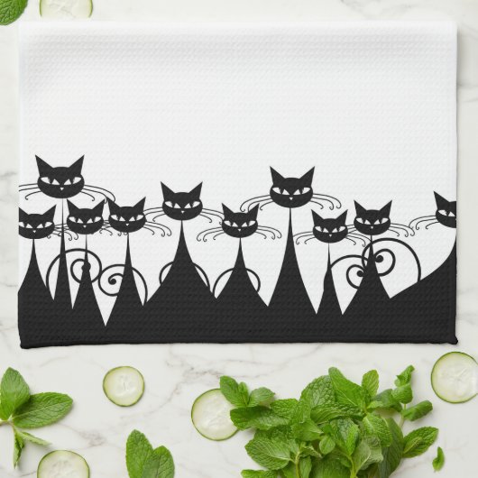 Linge De Cuisine Chats Retro Mod (Plié)