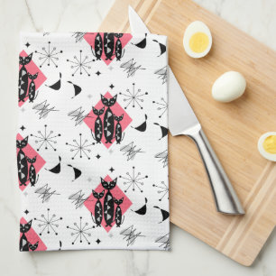 Linge De Cuisine Chats rétro Starburst atomique moderne milieu du 