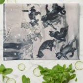 Linge De Cuisine Chats Snowball Combat, Louis Wain (Plié)