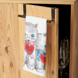 Linge De Cuisine Chats vintages de la Saint Valentin, Fluffy Kitten