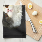 Linge De Cuisine Chatte blanche noire (Quart Plié)