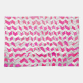 Linge De Cuisine Chaud rose et blanc Chevron Zebra (Horizontal)