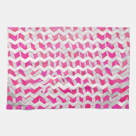 Linge De Cuisine Chaud rose et blanc Chevron Zebra (Horizontal)