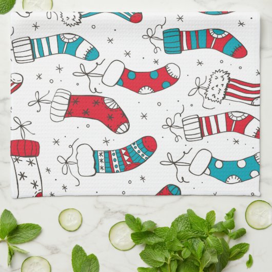 Linge De Cuisine Chaussettes de Noël (Plié)