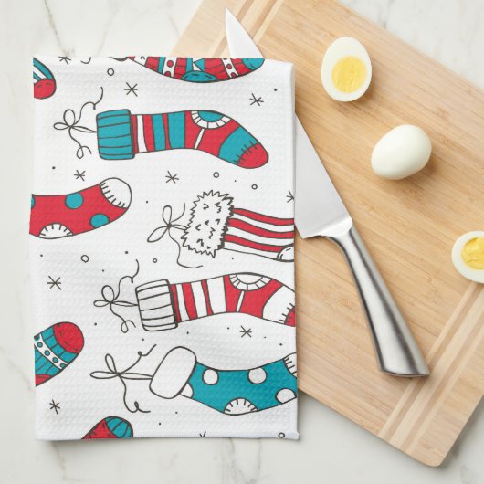Linge De Cuisine Chaussettes de Noël (Quart Plié)