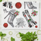 Linge De Cuisine Chaussures de Noël Stiletto à talons hauts Serviet (Plié)