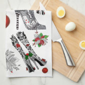 Linge De Cuisine Chaussures de Noël Stiletto à talons hauts Serviet (Quart Plié)