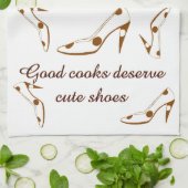 Linge De Cuisine Chaussures mignonnes brun et blanc (Plié)
