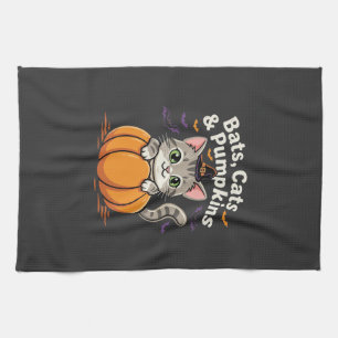Linge De Cuisine Chauves-souris de Halloween Chats et Citrouilles C