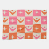Linge De Cuisine Checkered Mid Century Boomerangs pink and orange  (Horizontal)