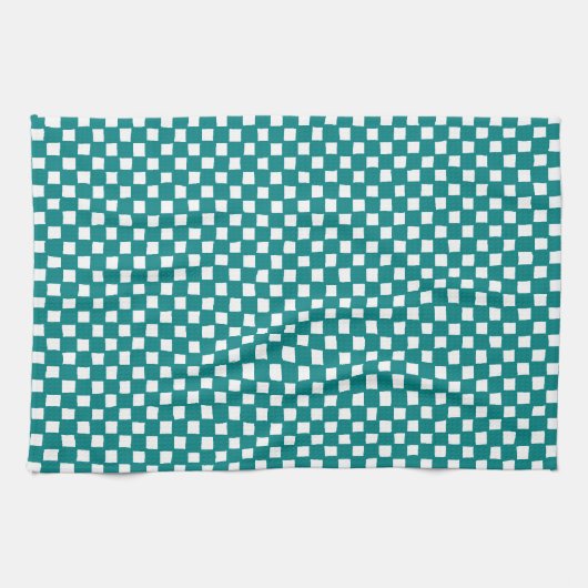 Linge De Cuisine checkered pattern (teal) (Horizontal)