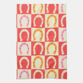 Linge De Cuisine Checkered Retro Horseshoe in Orange red and Pink  (Vertical)