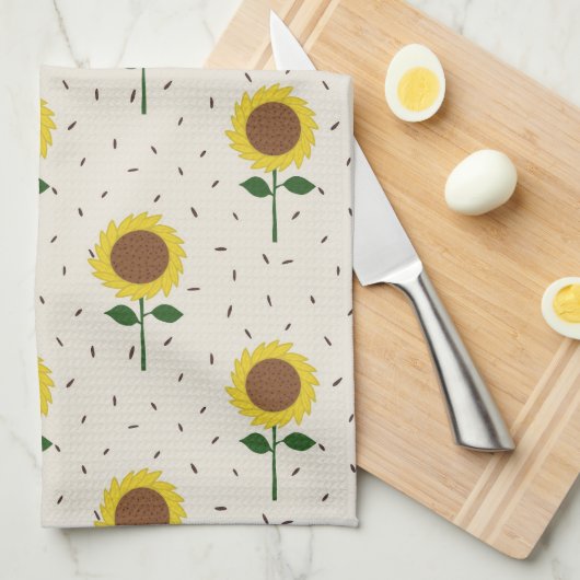 Linge De Cuisine Cheerful Sunflower Pattern Dishtowel (Quart Plié)
