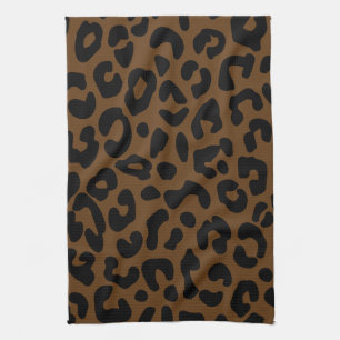 Linge De Cuisine Cheetah Motif imprimé noir Brown