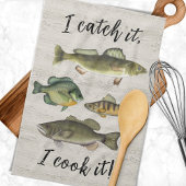 Linge De Cuisine Chef Amusant Pêcheur Pêcheur Catch Simple Faune