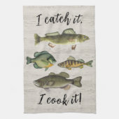 Linge De Cuisine Chef Amusant Pêcheur Pêcheur Catch Simple Faune (Vertical)