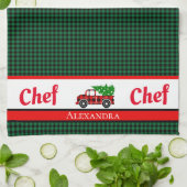 Linge De Cuisine Chef Camion Arbre Rouge Vert Vacances Plaid Cuisin (Plié)
