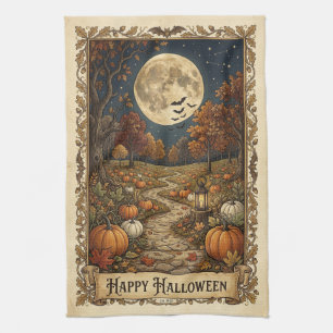 Linge De Cuisine Chemin de citrouilles éclairé par la lune Hallowee