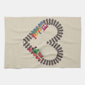 Linge De Cuisine Chemin de fer du jour de Valentines Coeur (Horizontal)