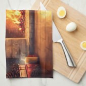 Linge De Cuisine Cheminée douillette avec jarretelles (Quart Plié)